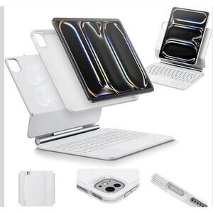 ESR iPad Pro 11 Inch Case with Keyboard (M4, 2024), iPad Pro 11 (5th Gen) White